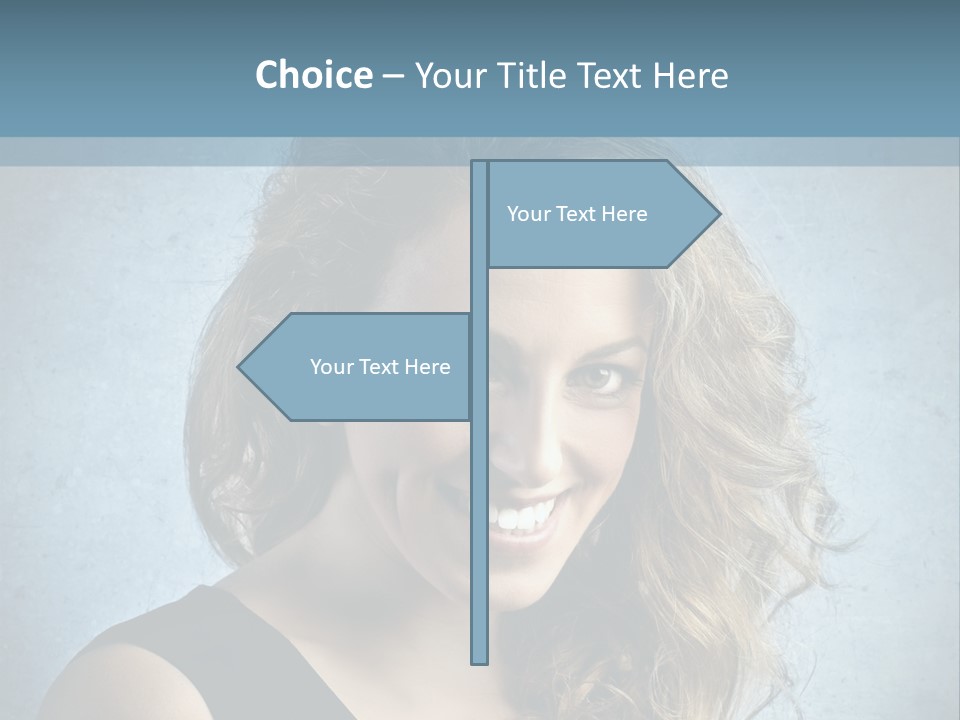 A Woman Is Smiling With A Blue Background PowerPoint Template