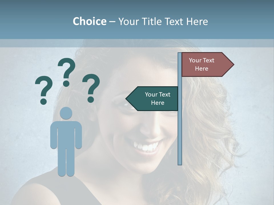 A Woman Is Smiling With A Blue Background PowerPoint Template