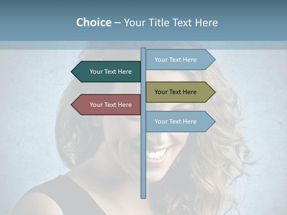 A Woman Is Smiling With A Blue Background PowerPoint Template