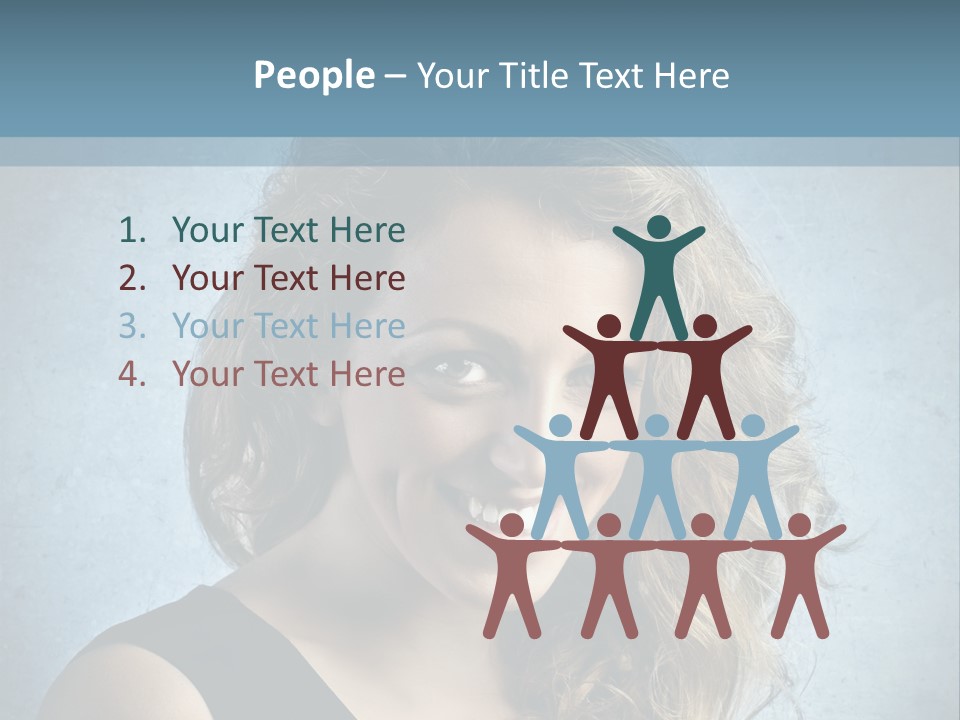 A Woman Is Smiling With A Blue Background PowerPoint Template