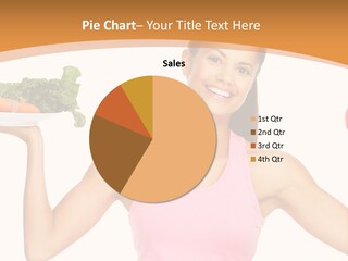 A Woman Holding A Plate Of Vegetables And A Dumbble Weight PowerPoint Template