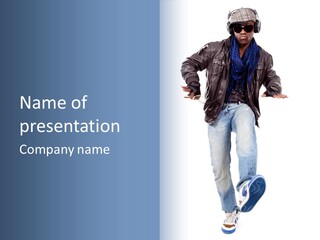 A Man In Jeans And A Jacket Is Running PowerPoint Template