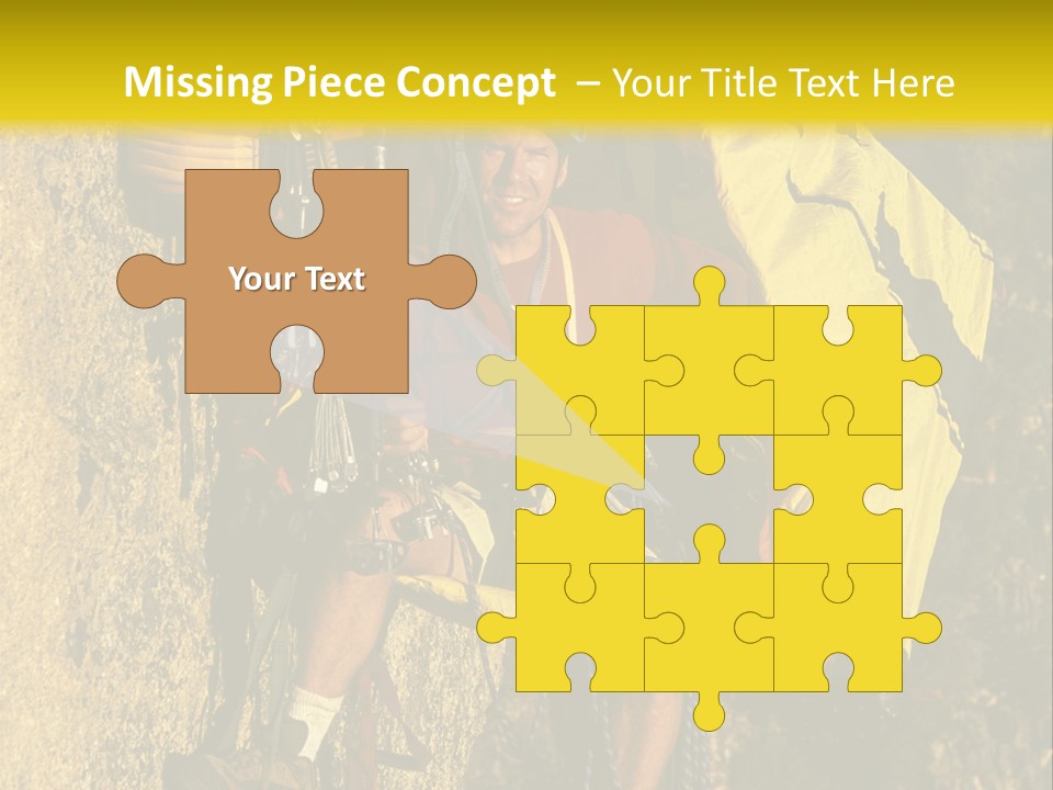 A Man Climbing Up The Side Of A Mountain PowerPoint Template