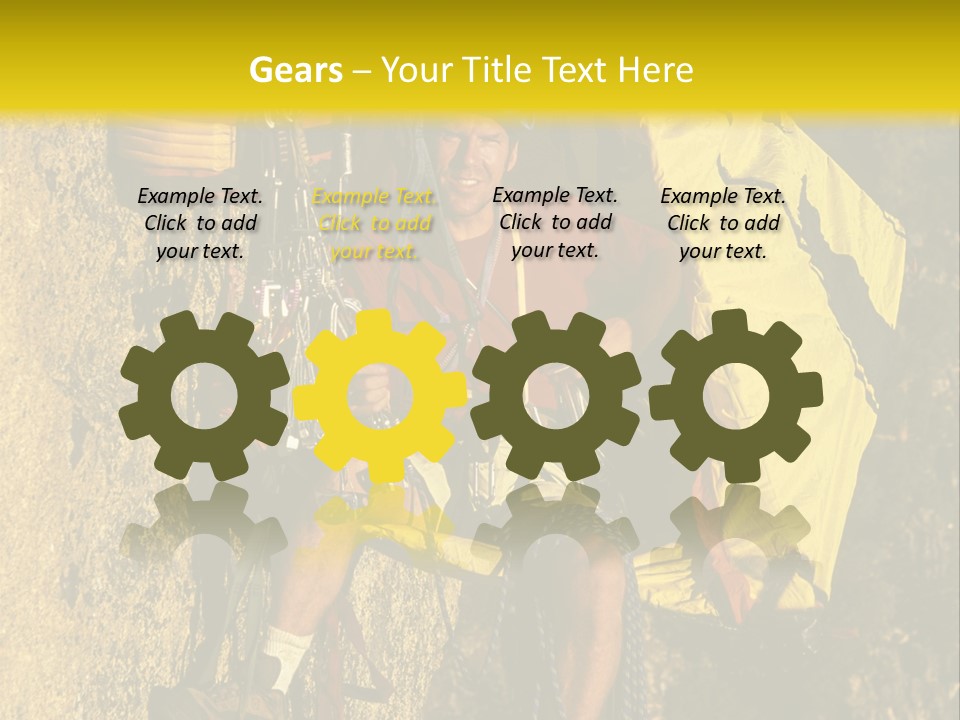 A Man Climbing Up The Side Of A Mountain PowerPoint Template