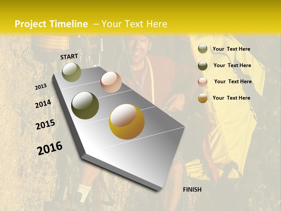 A Man Climbing Up The Side Of A Mountain PowerPoint Template