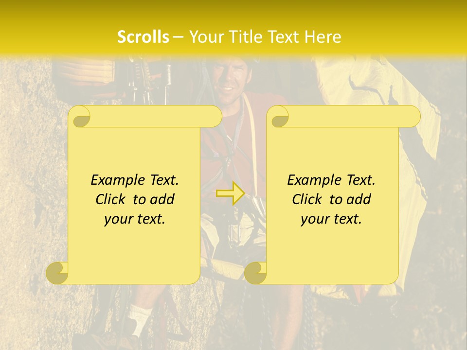 A Man Climbing Up The Side Of A Mountain PowerPoint Template