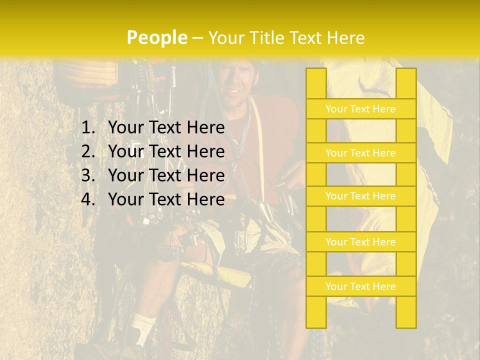 A Man Climbing Up The Side Of A Mountain PowerPoint Template