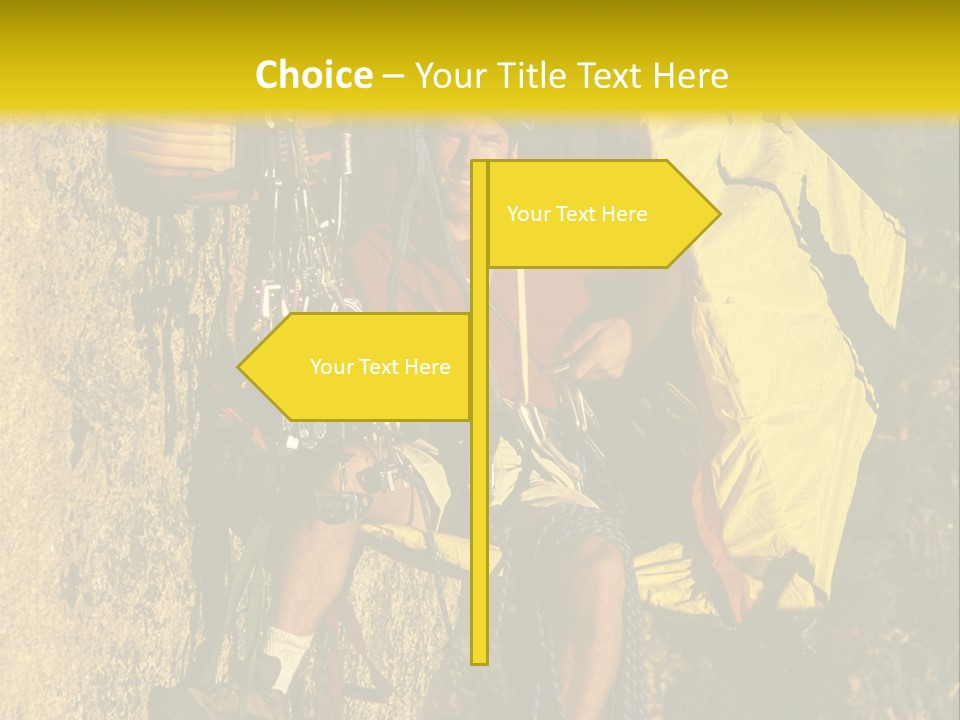 A Man Climbing Up The Side Of A Mountain PowerPoint Template