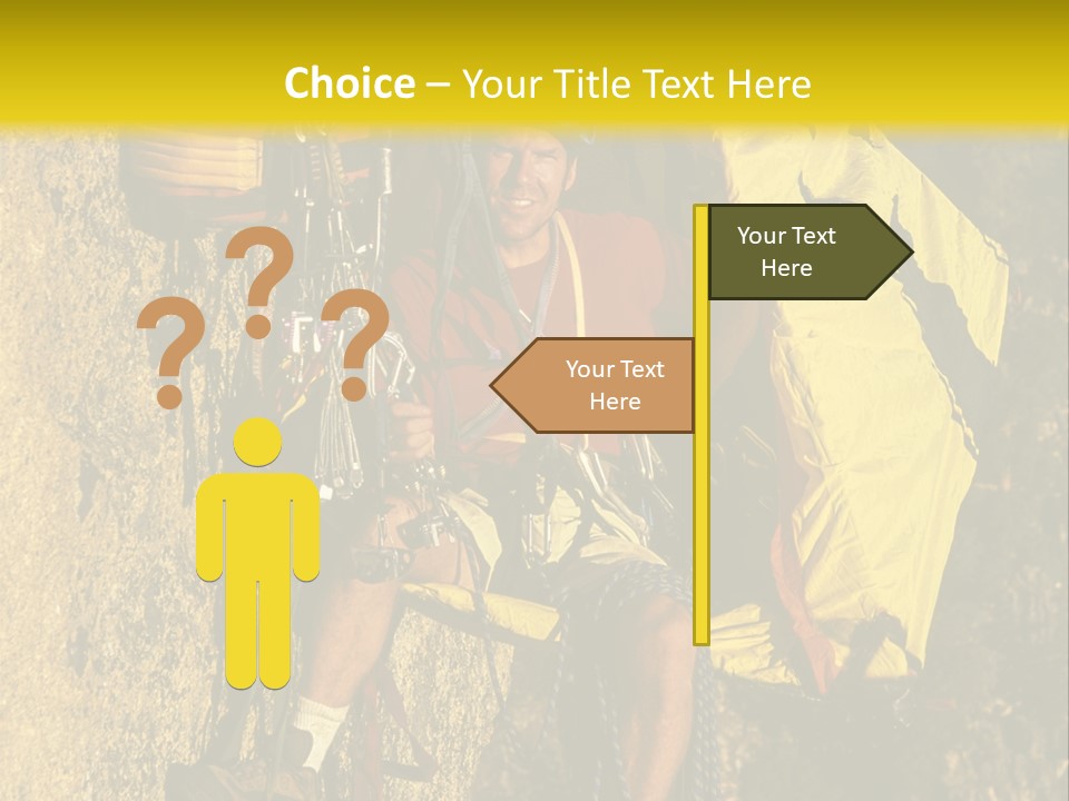 A Man Climbing Up The Side Of A Mountain PowerPoint Template