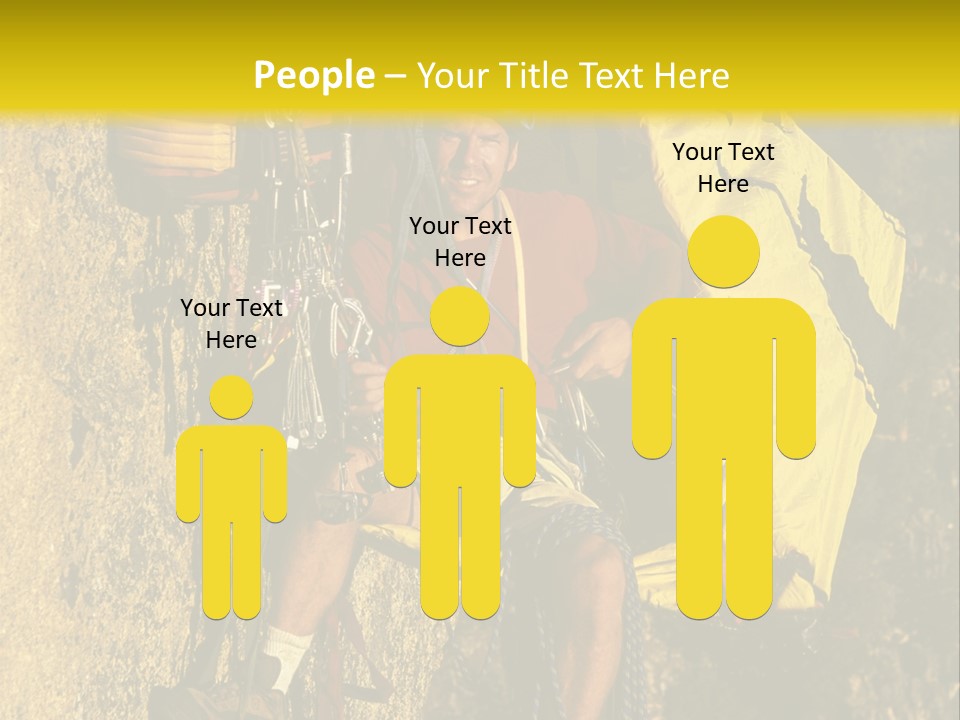 A Man Climbing Up The Side Of A Mountain PowerPoint Template