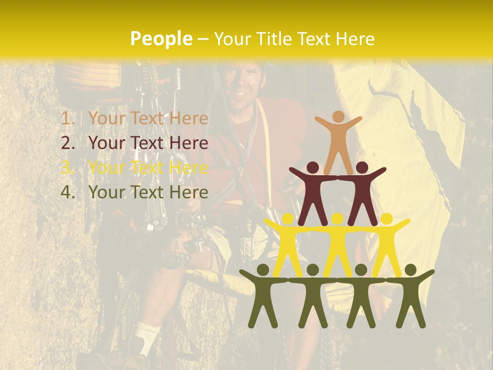 A Man Climbing Up The Side Of A Mountain PowerPoint Template
