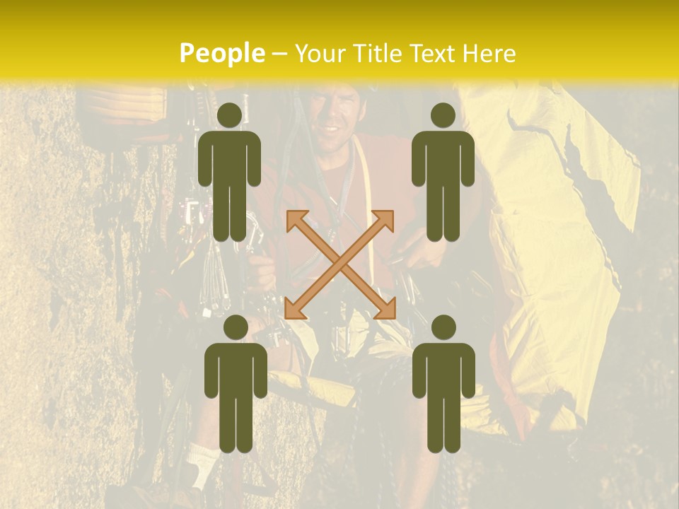 A Man Climbing Up The Side Of A Mountain PowerPoint Template