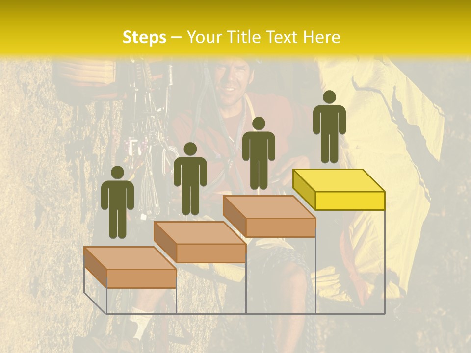 A Man Climbing Up The Side Of A Mountain PowerPoint Template