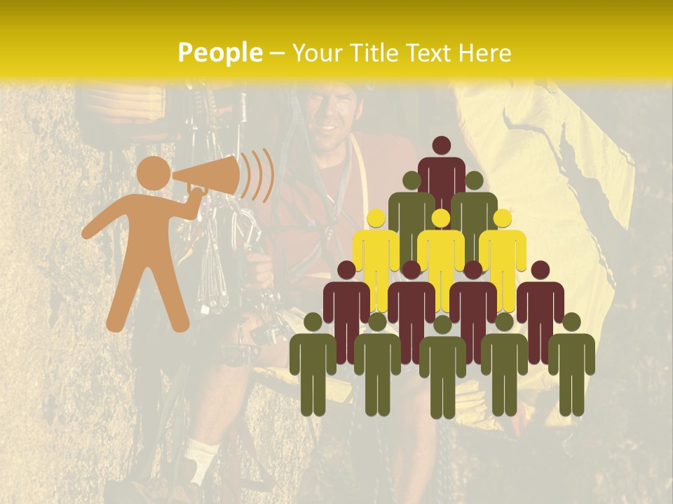 A Man Climbing Up The Side Of A Mountain PowerPoint Template