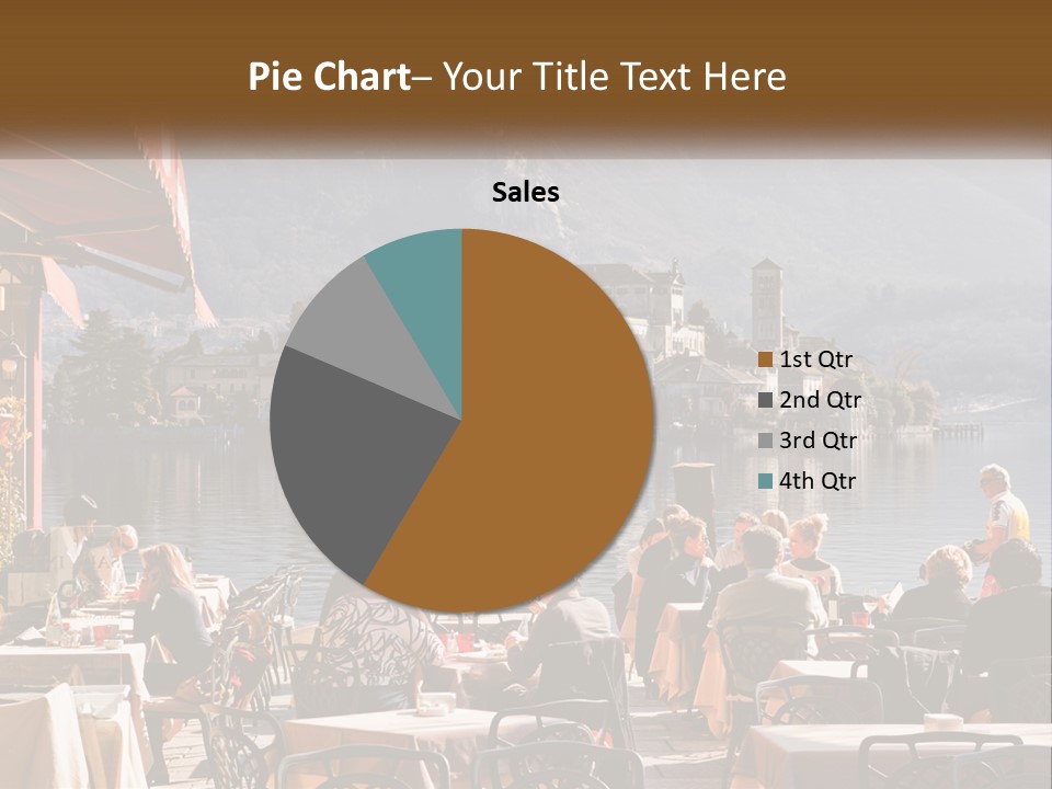 A Group Of People Sitting At A Table In Front Of A Lake PowerPoint Template