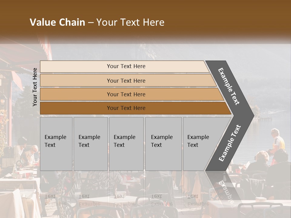 A Group Of People Sitting At A Table In Front Of A Lake PowerPoint Template