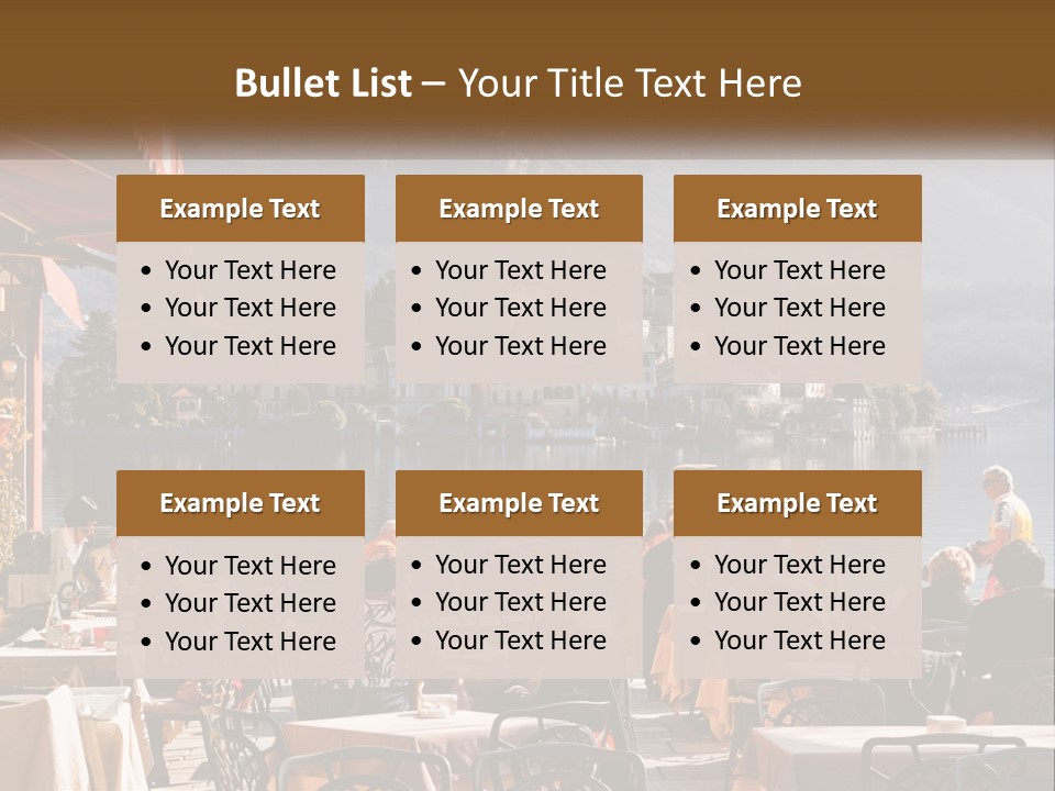 A Group Of People Sitting At A Table In Front Of A Lake PowerPoint Template