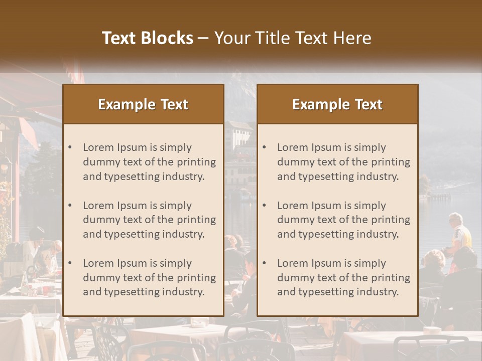 A Group Of People Sitting At A Table In Front Of A Lake PowerPoint Template