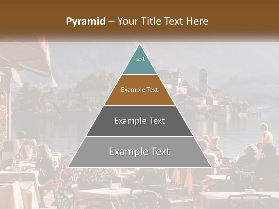 A Group Of People Sitting At A Table In Front Of A Lake PowerPoint Template