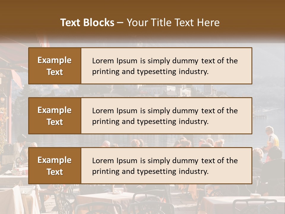 A Group Of People Sitting At A Table In Front Of A Lake PowerPoint Template