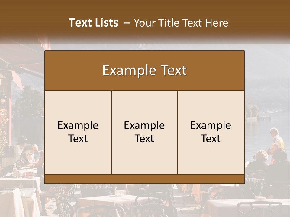 A Group Of People Sitting At A Table In Front Of A Lake PowerPoint Template