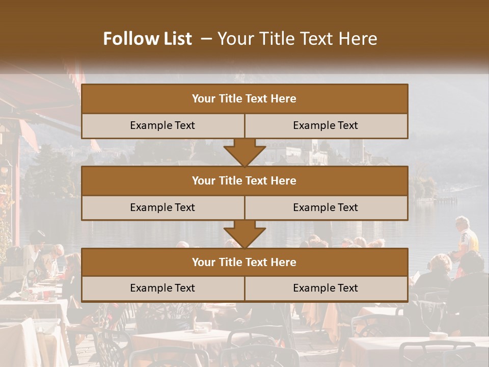 A Group Of People Sitting At A Table In Front Of A Lake PowerPoint Template