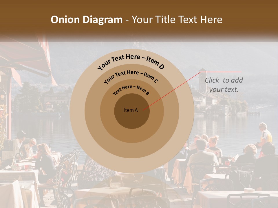A Group Of People Sitting At A Table In Front Of A Lake PowerPoint Template
