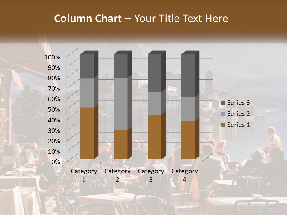 A Group Of People Sitting At A Table In Front Of A Lake PowerPoint Template