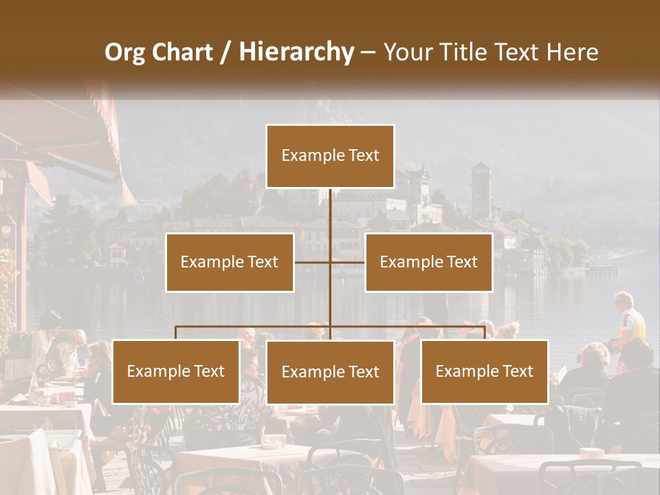 A Group Of People Sitting At A Table In Front Of A Lake PowerPoint Template