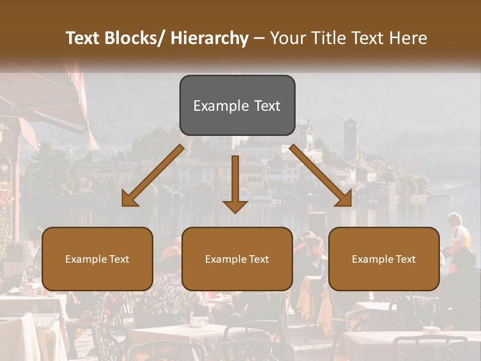 A Group Of People Sitting At A Table In Front Of A Lake PowerPoint Template