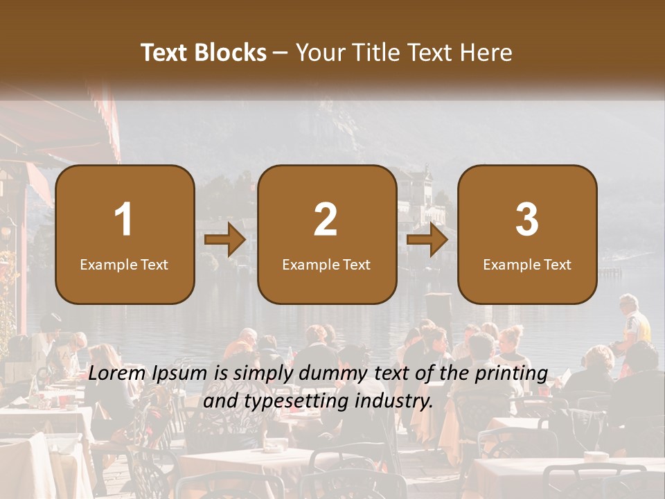 A Group Of People Sitting At A Table In Front Of A Lake PowerPoint Template