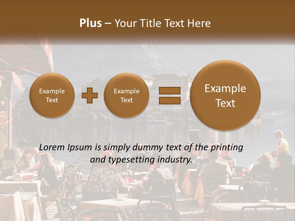 A Group Of People Sitting At A Table In Front Of A Lake PowerPoint Template