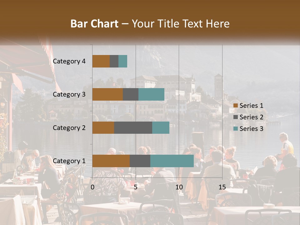A Group Of People Sitting At A Table In Front Of A Lake PowerPoint Template