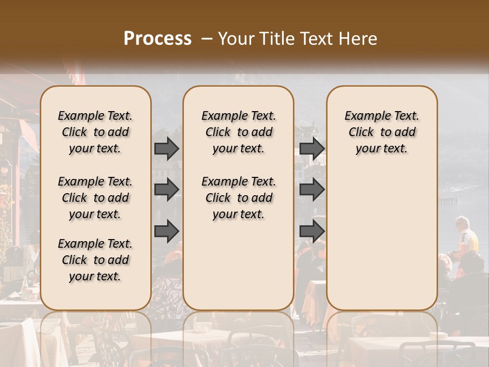 A Group Of People Sitting At A Table In Front Of A Lake PowerPoint Template