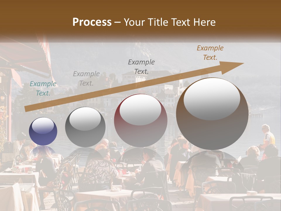 A Group Of People Sitting At A Table In Front Of A Lake PowerPoint Template