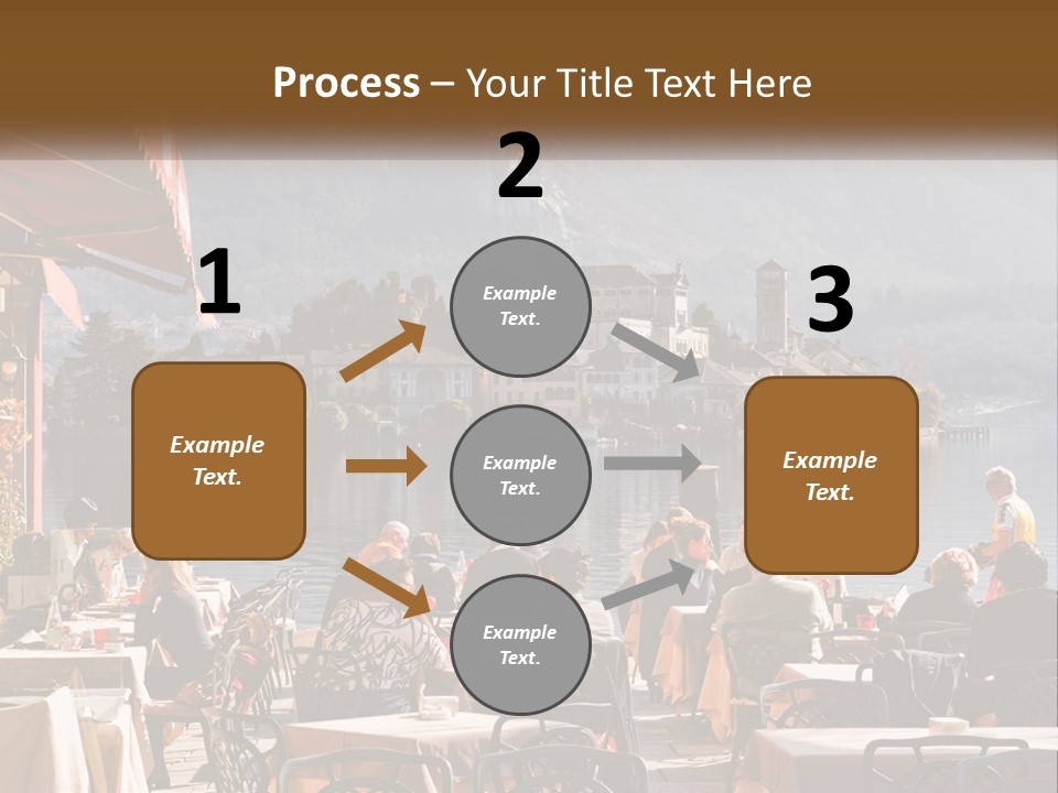 A Group Of People Sitting At A Table In Front Of A Lake PowerPoint Template