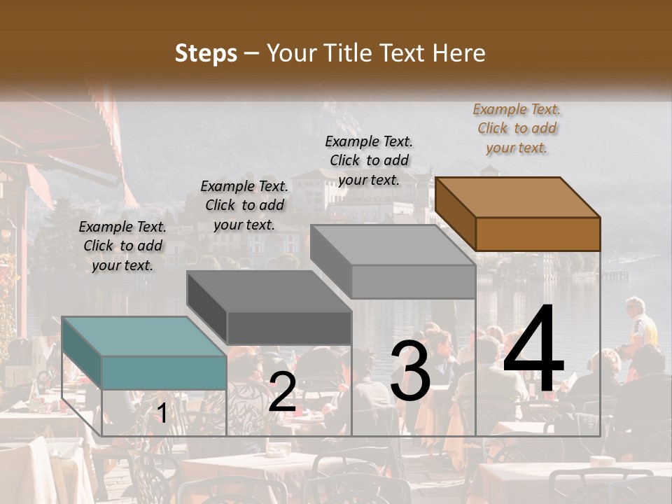 A Group Of People Sitting At A Table In Front Of A Lake PowerPoint Template