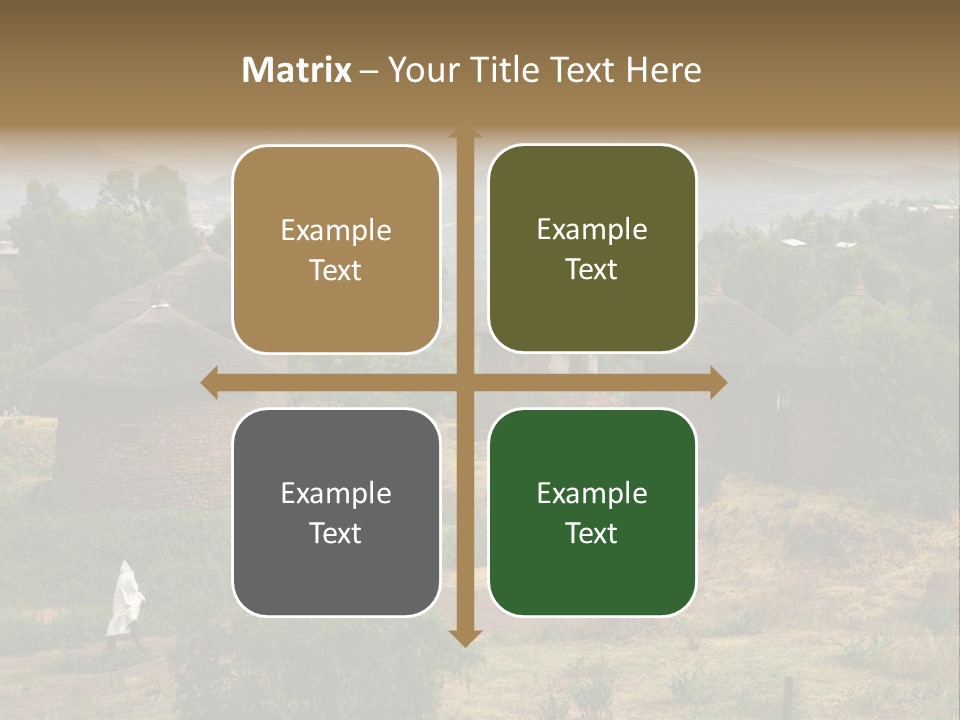 A Group Of Huts Sitting On Top Of A Lush Green Hillside PowerPoint Template