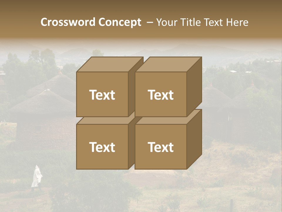 A Group Of Huts Sitting On Top Of A Lush Green Hillside PowerPoint Template