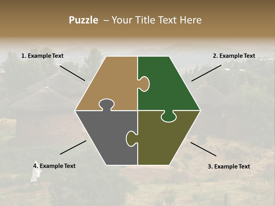 A Group Of Huts Sitting On Top Of A Lush Green Hillside PowerPoint Template