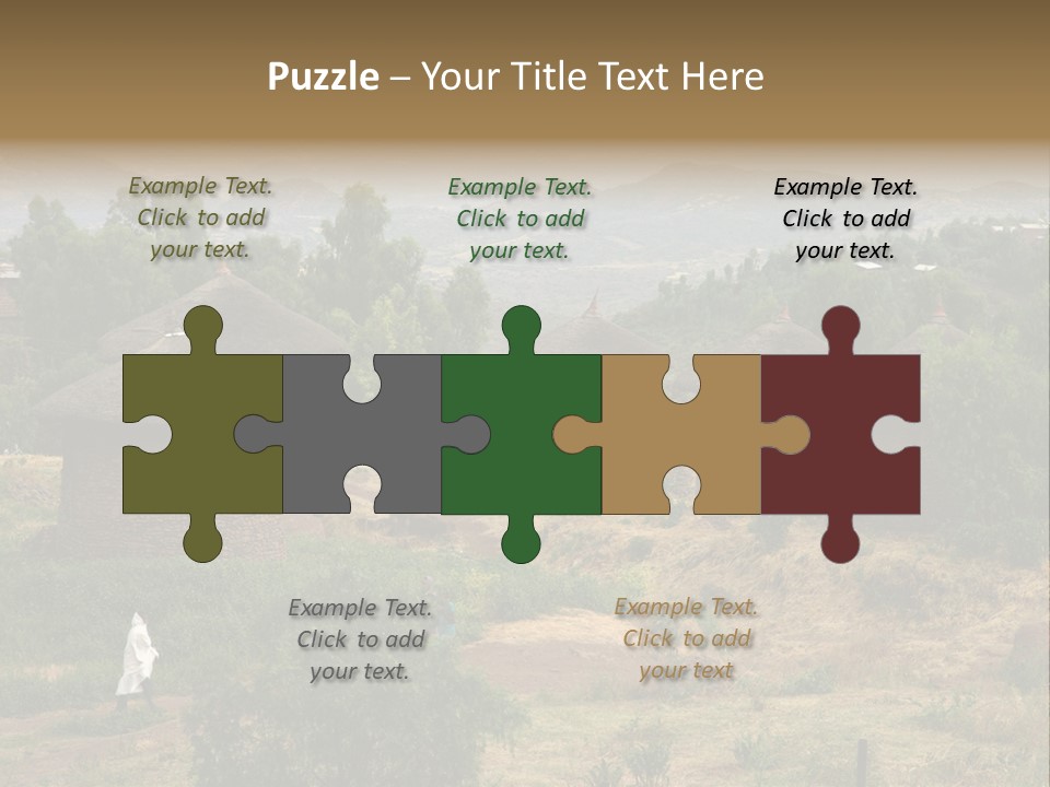 A Group Of Huts Sitting On Top Of A Lush Green Hillside PowerPoint Template