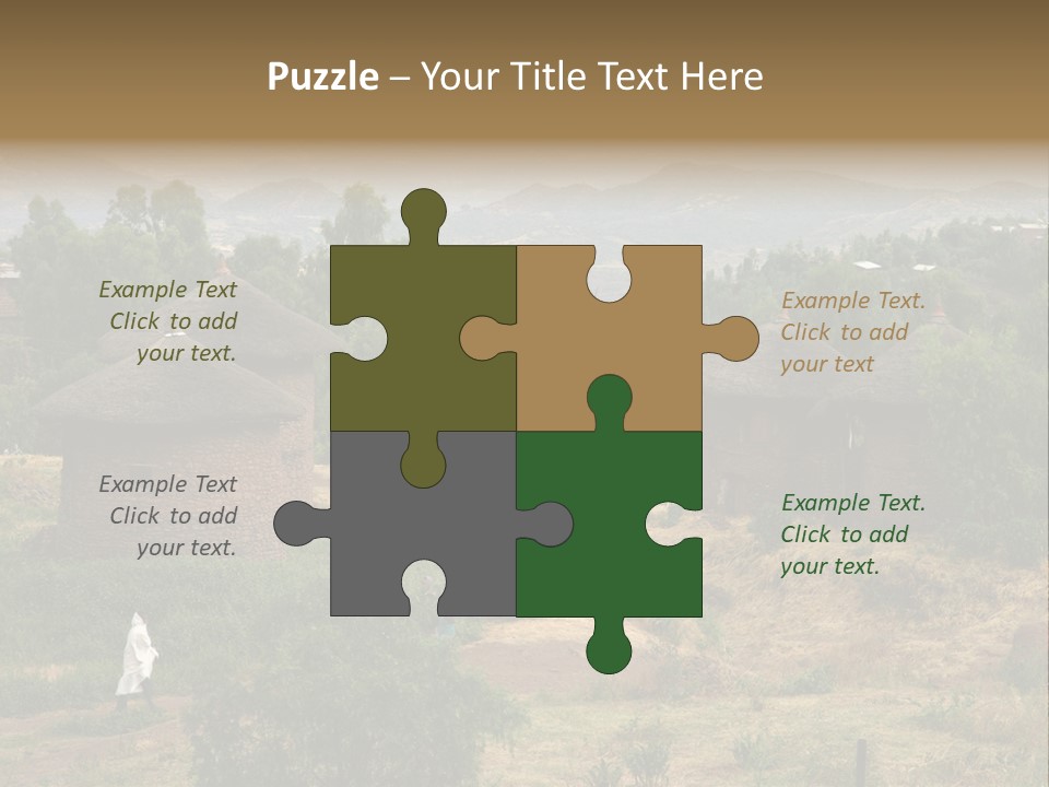 A Group Of Huts Sitting On Top Of A Lush Green Hillside PowerPoint Template