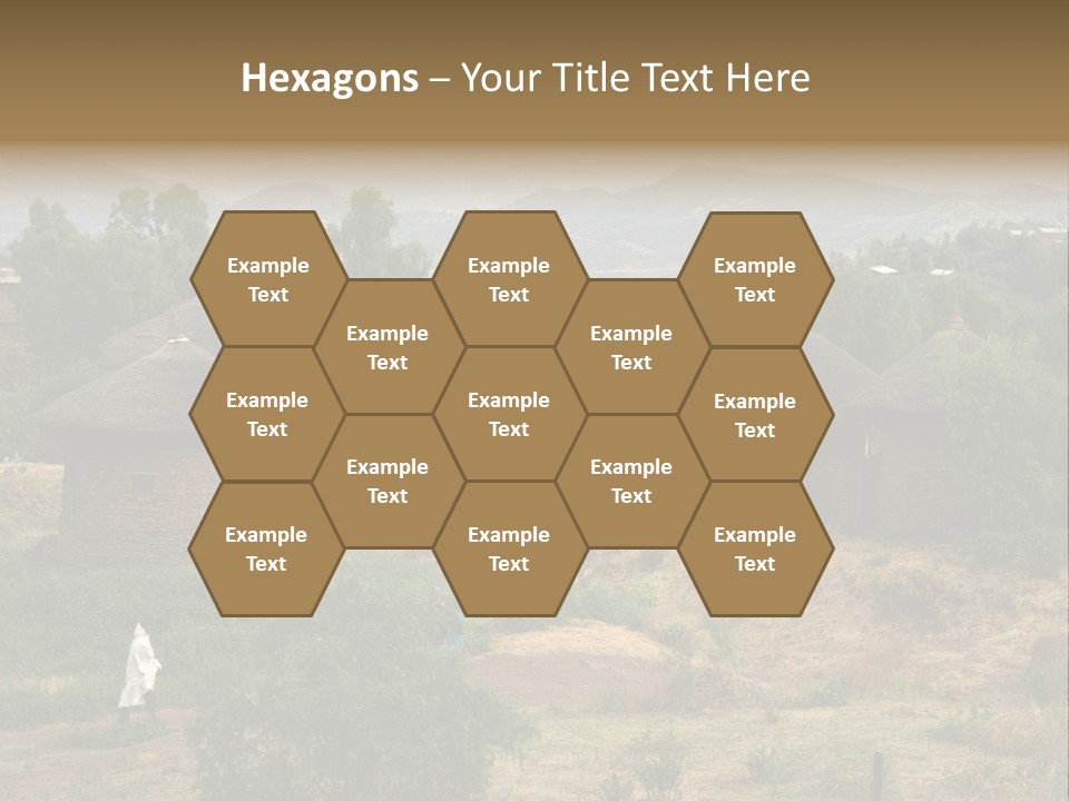 A Group Of Huts Sitting On Top Of A Lush Green Hillside PowerPoint Template