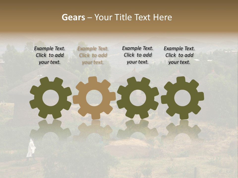 A Group Of Huts Sitting On Top Of A Lush Green Hillside PowerPoint Template