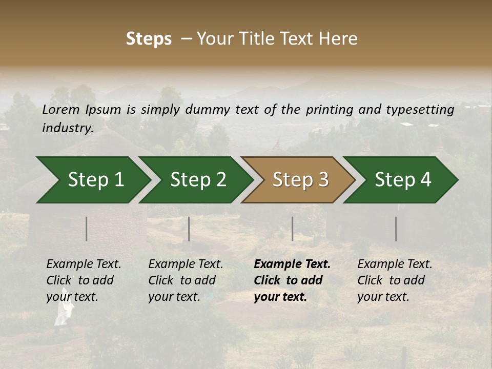 A Group Of Huts Sitting On Top Of A Lush Green Hillside PowerPoint Template