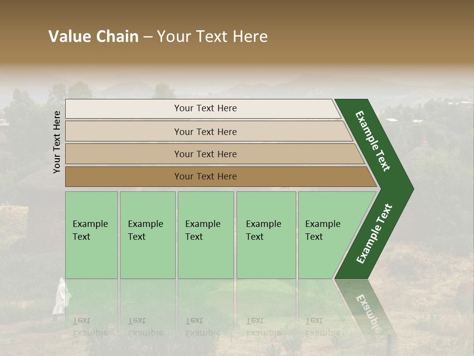 A Group Of Huts Sitting On Top Of A Lush Green Hillside PowerPoint Template