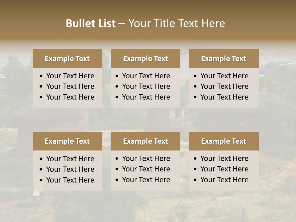 A Group Of Huts Sitting On Top Of A Lush Green Hillside PowerPoint Template