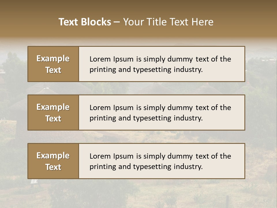 A Group Of Huts Sitting On Top Of A Lush Green Hillside PowerPoint Template