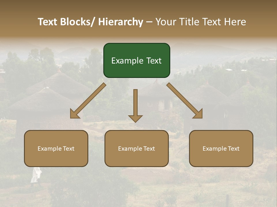 A Group Of Huts Sitting On Top Of A Lush Green Hillside PowerPoint Template