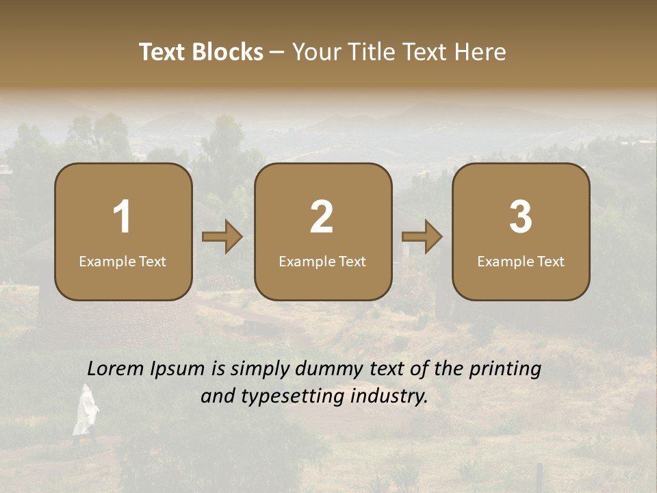 A Group Of Huts Sitting On Top Of A Lush Green Hillside PowerPoint Template